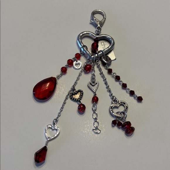 Chico’s Red and Silver Heart Bag Charm - Picture 4 of 13